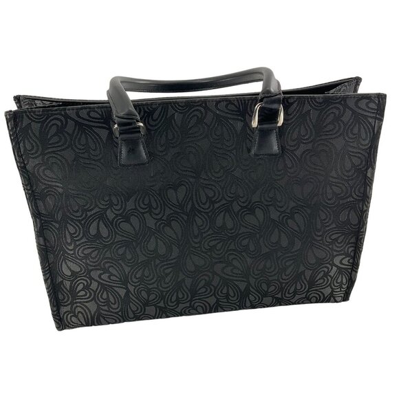 Diane von Furstenberg Womens Jacquard Heart Print Shoulder Tote travel Bag Black - Picture 6 of 14